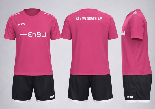 Magenta-schwarze Vereinskleidung